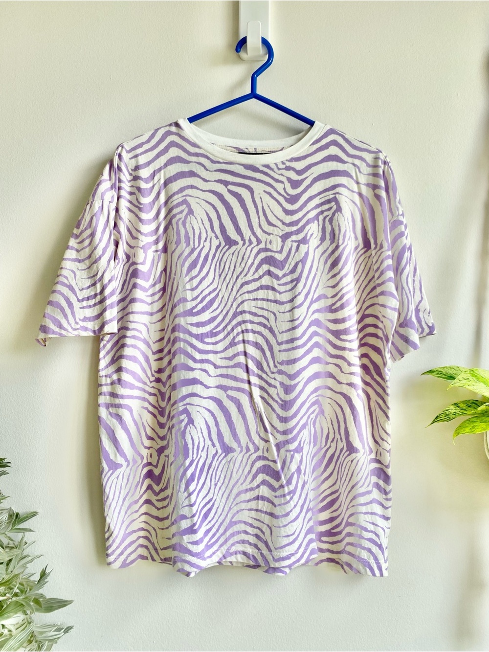 Cotton Lavender Zebra Print Oversized Dress Tee - Picture 2 of 5